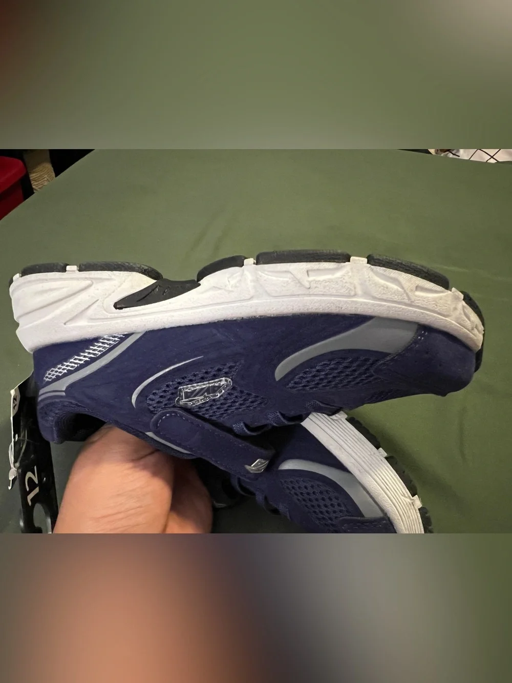 Kids Navy Blue Athletic Sneakers with Hook-and-Loop Velcro Strap Size 12